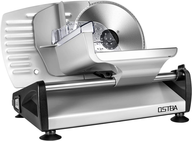 OSTBA Meat Slicer Electric Deli Food Slicer with Child Lock Protection, Removable 7.5’’ Stainless Steel Blade and Food Carriage, Adjustable Thickness Food Slicer Machine for Meat, Cheese, Bread(150W) - Image 1